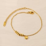 Gold color / 1 Piece Simple Series Classic Heart Stainless Steel  Gold Color Women's Chain Bracelets 